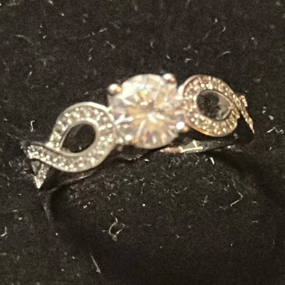 Cubic Zirconia Size 7 Silver-Tone Ring